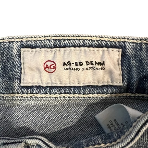 AG Adriano Goldschmied Mari Crop High Rise Slim Straight Raw Hem Destroyed 26 - Picture 6 of 7